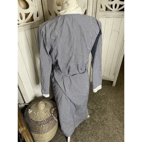 Celestial Dreams Women's Nightgown Small 4-6 L/S Blue White Stripe Robe Pockets - Picture 3 of 8